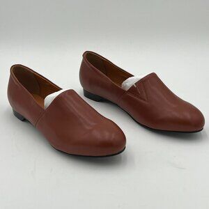FOWT Brown Almond Toe Pumps Solid Color Loafer Flats Slip On Cozy Dress Shoes